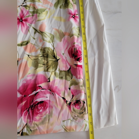 Connected Apparel Floral Pink and Green Sheath Midi Dress Size 8 - Picture 8 of 10
